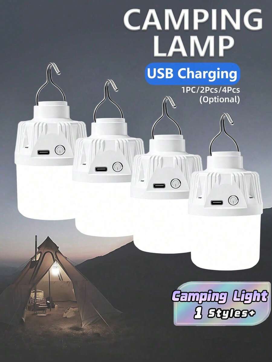 4‑Pack Multi‑Function Super‑Bright LED Bulbs, USB Rechargeable Tent Lights For Outdoor Camping, Emergency Use & Yard Decoration - Multicolor - View 1