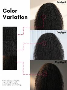 QUICK WEAR Quicky Wear Afro Kinky Curly Ponytail Hair Extensions 100% Human Hair Half Wig Lightweight Glue-Free Installation Adjustable Drawstring Half Wig No Shedding Easy To Wear Beginner Friendly - Natural Black - View 9