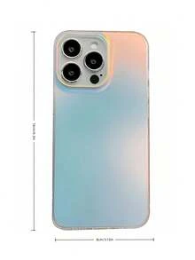 1 pieza Funda de teléfono de silicona suave con degradado mate, estilo radiante INS, cubierta protectora a prueba de golpes, compatible con iPhone - Blanco - Ver 4