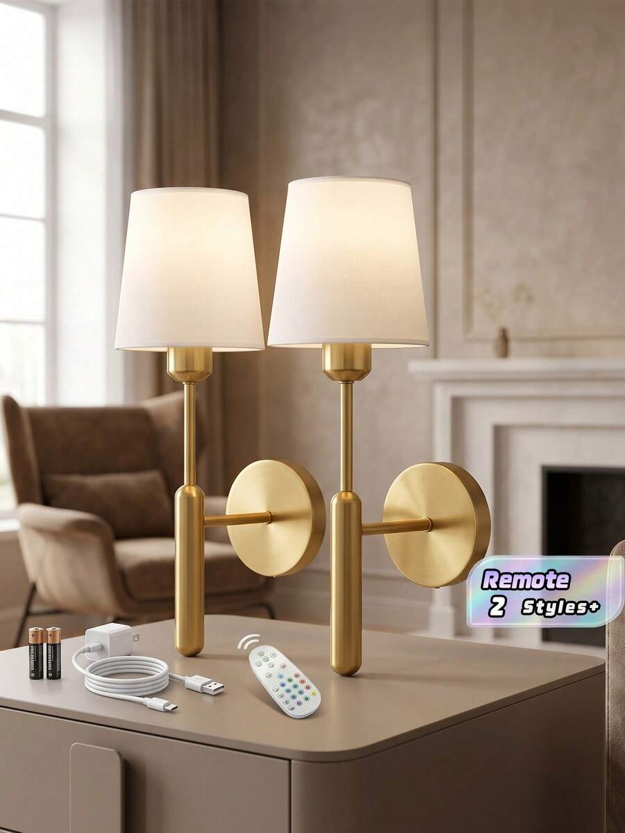 1PC Rechargeable Battery Powered Wall Lamps, Battery Operated, No Wiring Needed, Suitable For Bedroom, Cabin, Bedside Reading Light - one-size - View 1