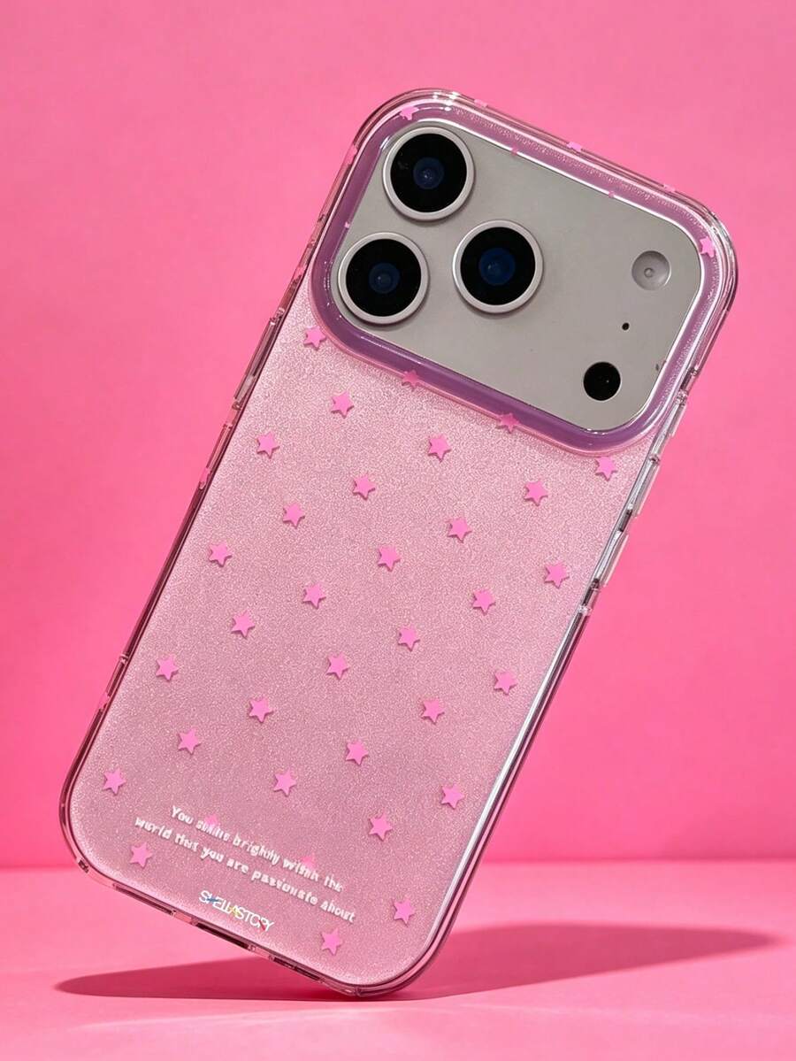 ShellaStory Casing Ponsel Motif Bintang Warna Solid Sederhana dan Lucu dengan Lapisan Perak, Kompatibel dengan iPhone 17 Pro Max 17 Pro 17 16 Pro Max 16 Pro 16 15 Pro Max 15 Pro 15 14 Pro Max 14 Pro 14 13 Pro Max 13 12 Pro, Pelindung Anti Guncangan - Berwarna merah muda - View 1