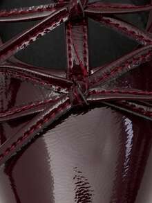 Nöista Burgundy Patent Mary Jane Ballet Flat With A Pointed Toe, Double Bow Detail And Delicate Strap For A Feminine, Polished Look. Fall Shoes - Burgundy - View 6