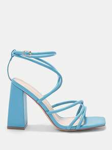 CUCCOO CURVES Women's Wide Fit Coarse Heel Sandals - Blue wide last - View 2