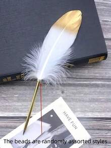 1PC European Vintage British Style Golden Feather Pen Calligraphy Writing Tool For Wedding Christmas Party Gift Teacher Student Victorian Literary Themed Decor - Multicolor - View 18