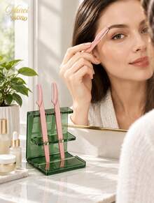 1/6/12/24/30/60PCS Coffee Color Eyebrow Trimmer & Shaver Set, Eyebrow Trimmer & Shaver, Exfoliating & Depilatory Tools, Eyebrow Blades, Christmas Gift, Cosmetics, Makeup Tools, Travel, Travel Essentials - brown - View 4