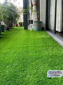 1PC Thick Premium Realistic Vibrant Green Artificial Grass Carpet Turf Mat For Indoor Outdoor Patio Garden Balcony Deck Porch Landscaping Decorative Durable All Weather Soft Touch High Quality Home Garden Lawn Rug Must Have - C - View 1