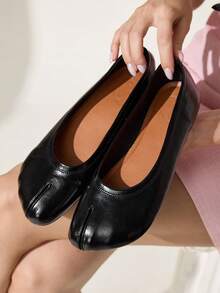 CUCCOO CHICEST Ladies Brown Personalized Toe Cap Flat Shoes Fall Shoes - Black 1 - View 4