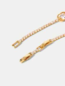 PRE GOLD ELEGANT SIMPLE SLIGHTLY INLAID WHITE STONE BRACELET - Yellow Gold - View 7