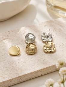 1 Pack 10 Pieces Irregular Concave‑Convex Wrinkled Metal Buttons Versatile Decorative Fasteners For Men Women Shirt Cardigan Outerwear Sewing Accessories - 10pcs - View 7