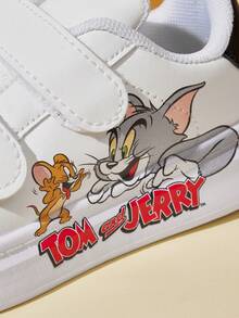 Tom and Jerry Artist x SHEIN 卡通圖案休閒運動鞋 防滑耐磨休閒板鞋 男孩女孩日常穿著返校季兒童運動鞋 - 白色 - 查看 3