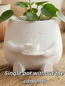 1PC 3D PRINTED CREATIVE HEART SHAPED MULTIFUNCTIONAL CUTE FLOWER POT PLANTER FOR SUCCULENT GREEN PLANTS HOME OFFICE DESK DECORATION GARDEN BALCONY INDOOR GIFT - White - View 10