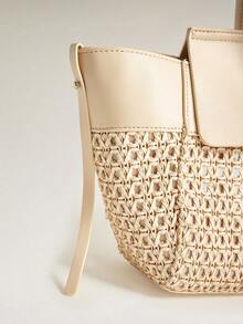 Wovira Women's Shoulder Bag, Tote Bag, Hand-Woven, Vintage, Urban Fashion Suitable For Daily Commuting Shopping Versatile - Beige - View 6