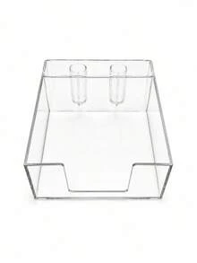 Haus Hana Clear Stackable Desktop Storage Box, Minimalist Stationery & Sundry Organizer For Sticky Notes, Pens, Clips, Cards, Books, Office Supplies, Home Workspace, Desk, Shelf, Bedroom, Daily Organization & Housewarming Gift - Multicolor - View 13