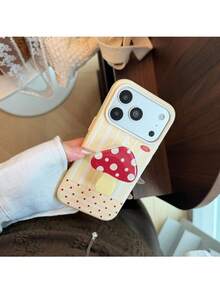 ShellaStory Creative Dot Mushroom Stand Suitable For 17pro Phone Case Phone18 Soft Case 15 Niche Ins Style 16 Shockproof Creative, Retro Style, Geometric, Simple Style, Fresh Style, Clash Style, Niche, Ins Style - Yellow - View 4
