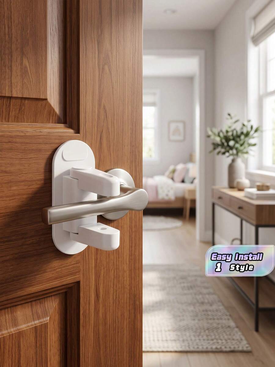 1 Child Safety Door Lock Block, Upgraded Door Lock, Theft Prevention, Prevents Children From Opening Doors, Tool-Free Easy Installation, Baby Protection Product, Christmas Decoration - One Size Fits All - View 1