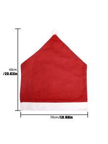 1 Piece Nonwoven Fabric Christmas Chair Cover Red Santa Snowman Print Elastic Dining Room Chair Slipcover For Kitchen Cafe Holiday Festive Decoration - A - View 6
