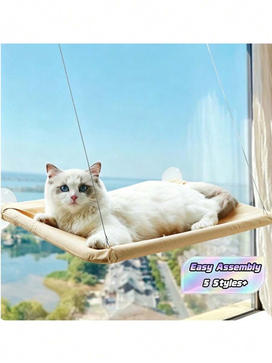 Adhesive Cat Hammock, Hangable Cat Bed For Sunbathing. Perfect For Windows, Glass Surfaces, Balconies, Etc., It'S A Must-Have For Cats. It'S A Hanging Cat Bed, Also Suitable As A Window Pet Bed For Cats And Small Dogs. Comes With A Window Mounting - Multicolor - View 1