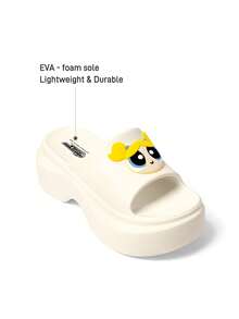 THE POWERPUFF GIRLS X SHEIN Cartoon Slippers, EVA Lightweight Material, Toe Protection, Breathable And Quick-Drying, Soft And Comfortable, Suitable For Various Occasions - Beige - View 4