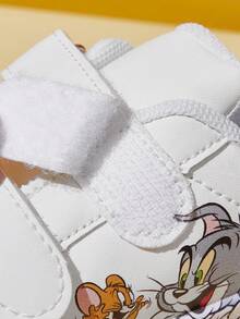 Tom and Jerry Artist x SHEIN 卡通圖案休閒運動鞋 防滑耐磨休閒板鞋 男孩女孩日常穿著返校季兒童運動鞋 - 白色 - 查看 8