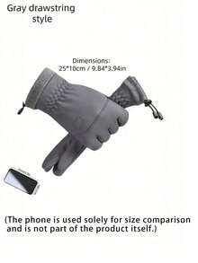 1 Pair Winter Outdoor Ski Gloves, Unisex Fleece Lined Windproof Warm Non-Slip Touch Screen Gloves For Driving And Cycling - Multicolor - View 8