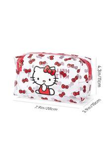 HELLO KITTY AND FRIENDS | SHEIN حقيبة مستحضرات تجميل شفافة من مادة PVC مع سحاب مطبوع مقاوم للماء، حقيبة سفر متعددة الوظائف & منظم مكياج، مثالية لتخزين مستلزمات العناية اليومية والقرطاسية والأغراض الصغيرة - متعدد الألوان - مشاهدة 5