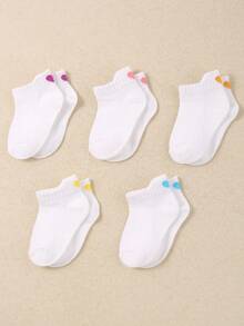 SHEIN 10/5-Pack Newborn Baby Girls Colorful Heart Print Ankle Socks Cute Soft No-Show Low Cut Breathable Toddler Infant Socks Multicolor Gift Set 0-36M - Multicolor - View 3