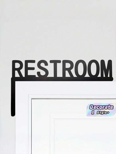 1PC Iron Black Boho Rustproof Sturdy Wall Mounted Door Corner Bathroom Toilet Sign Decor For Home Farmhouse Guest Room Various Occasions Vintage Modern Easy Install