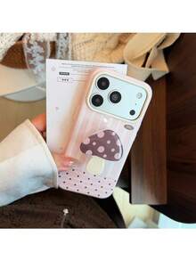 ShellaStory Creative Dot Mushroom Stand Suitable For 17pro Phone Case Phone18 Soft Case 15 Niche Ins Style 16 Shockproof Creative, Retro Style, Geometric, Simple Style, Fresh Style, Clash Style, Niche, Ins Style - Berry powder - View 9
