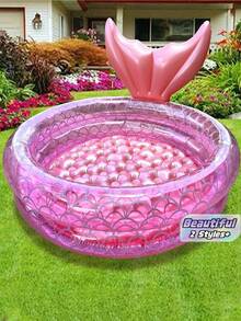 Inflatable Swimming Pool, Retro Inflatable Swimming Pool, Round Inflatable Swimming Pool, Mermaid Inflatable Swimming Pool, Backyard Round Swimming Pool, Mermaid Inflatable Swimming Pool, Summer Indoor/Outdoor Beach Bubble Bottom Floating - multicolor - View 1