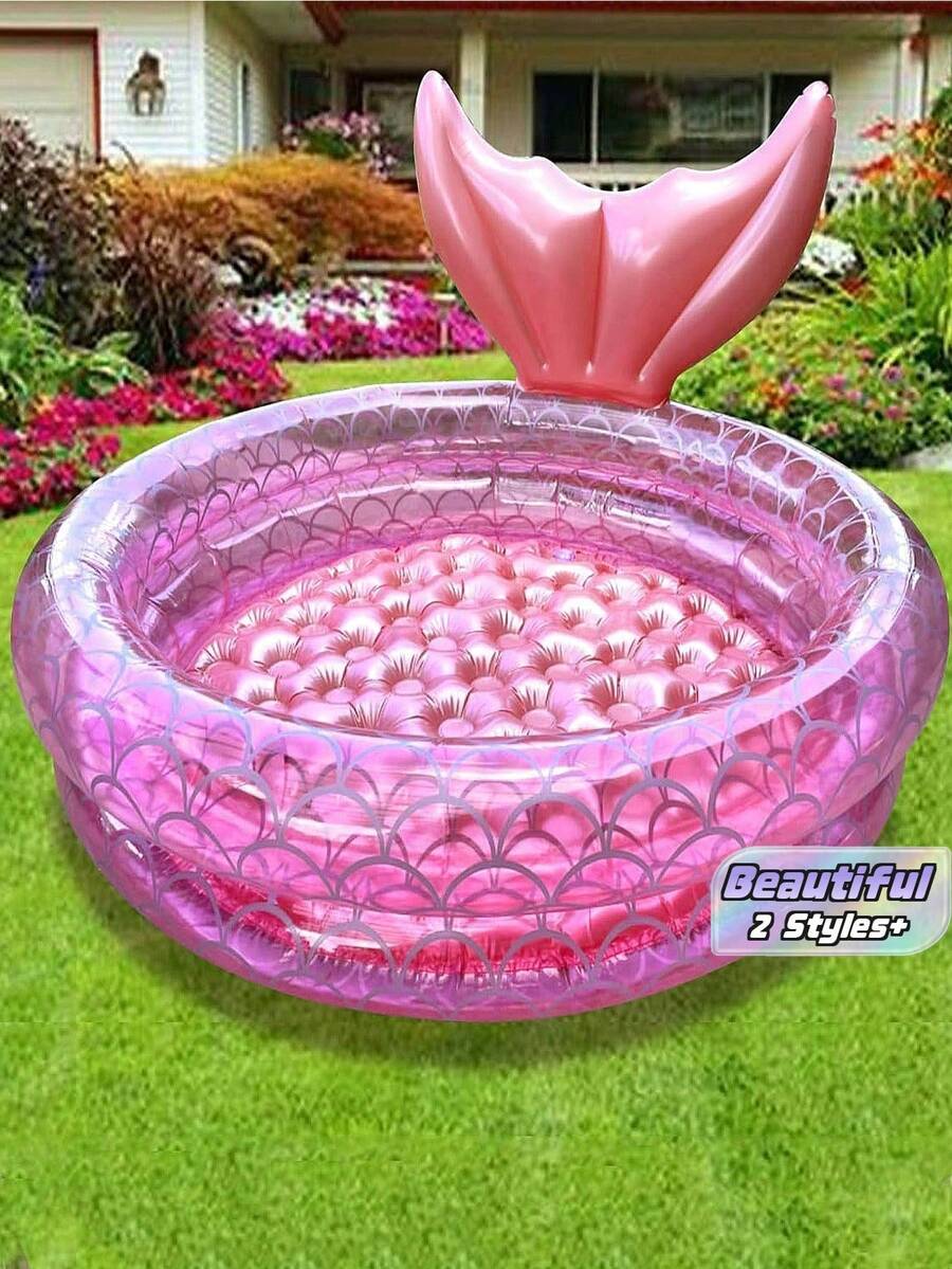 Inflatable Swimming Pool, Retro Inflatable Swimming Pool, Round Inflatable Swimming Pool, Mermaid Inflatable Swimming Pool, Backyard Round Swimming Pool, Mermaid Inflatable Swimming Pool, Summer Indoor/Outdoor Beach Bubble Bottom Floating - multicolor - View 1