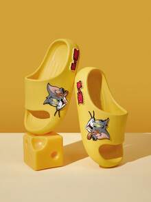 Tom and Jerry Artist x SHEIN Stylish And Cute Children's Slippers, EVA Material, Lightweight, Toe Protection, Suitable For Children And Adolescents To Wear Indoors And Outdoors, C - Yellow - View 1