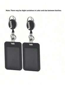1pc Hard Black Vertical Plastic Card Holder With Retractable Badge Reel Clip For Office/School Id, Credit Card, Key Card, Driver License And Access Pass Protection Back To School - Black - View 11