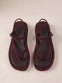 HighSole Women's Shoes Are Simple And Comfortable To Wear, Open-Toed Platform Sandals Are Suitable For Travel And Vacation - Burgundy - View 1
