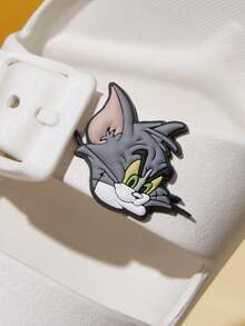 Tom and Jerry Artist x SHEIN 四季通用可愛趣味輕便舒適，男女童皆可穿著的室內外白色兒童時尚拖鞋 - 米色 - 查看 5
