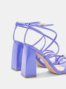 CUCCOO CURVES Women's Wide Fit Coarse Heel Sandals - Purple wide last - View 5