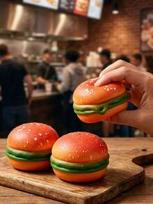 POKOJA LAND 1pc Simulation Burger Squishy Toy, Creative Stress Relief Slow Rising Squeeze Ball - Multicolor - View 3