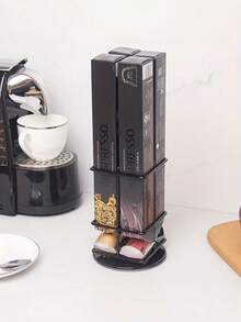 1 pieza Estante giratorio para almacenamiento de cápsulas de café, caja de tira de cápsulas con estante de almacenamiento integrado, estante de almacenamiento y exhibición de cápsulas de café para escritorio del hogar - Multicolor - Ver 2