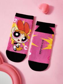 THE POWERPUFF GIRLS X SHEIN Powerpuff Girls 3-Pack Women's Socks - variegated - View 9