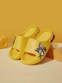 Tom and Jerry Artist x SHEIN Stylish And Cute Children's Slippers, EVA Material, Lightweight, Toe Protection, Suitable For Children And Adolescents To Wear Indoors And Outdoors, C - Yellow - View 2