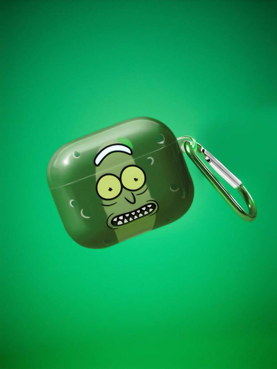 Rick and Morty X SHEIN 卡通圖案防摔保護藍牙耳機保護殼附吊飾,適用於 iPod - 彩色 - 查看 1