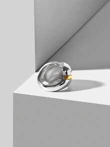 MOTF PREMIUM New Gold And Silver Color Matching Diamond Setting Light Luxury Niche Design High-End Retro Round Arch Ring - Silver - View 8