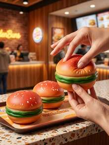 POKOJA LAND 1pc Simulation Burger Squishy Toy, Creative Stress Relief Slow Rising Squeeze Ball - Multicolor - View 2