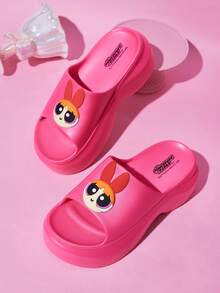 THE POWERPUFF GIRLS X SHEIN Cartoon Slippers, EVA Lightweight Material, Toe Protection, Breathable And Quick-Drying, Soft And Comfortable, Suitable For Various Occasions - Pink - View 11