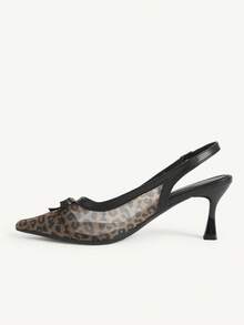 CUCCOO CHICEST Ladies Spring And Summer New Yellow Leopard Print Color Pointed Bow Stiletto Heel Wear Elegant Breathable High Heels - yellow leopard print - View 12
