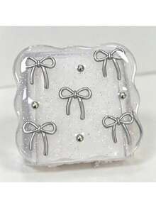 A Set Of 1 Velvet Wavy Protective Cord Sleeve, Featuring A Metal Bow And Steel Bead Design, Suitable For 20W/18W Smartphone Chargers, Charger Head Protectors, And Compatible With Various Chargers - Clear - View 6