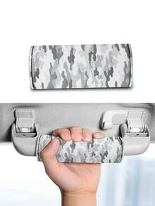 2PCS Handle Grip Covers Grey Camo Print Hook And Loop Fastener Anti Slip Comfortable Protective Sleeve For Car Roof Grab Handle Luggage Pull Handle Pet Leash Handle Multi Purpose Practical Accessory - Multicolor - View 2