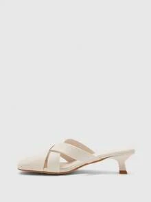 CUCCOO BIZCHIC Women's Daily Fashion Elegant High Heel Slide Sandals - White - View 3