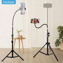Teckwe 57 Inch Phone Tripod With 13.7 Inch Adjustable Gooseneck, Portable Tripod With Cell Phone Clip, For Recording Photo Vlog, Extendable Cell Phone Tripod Stand For Live Streaming, Cooking, Fitness - Black - View 7