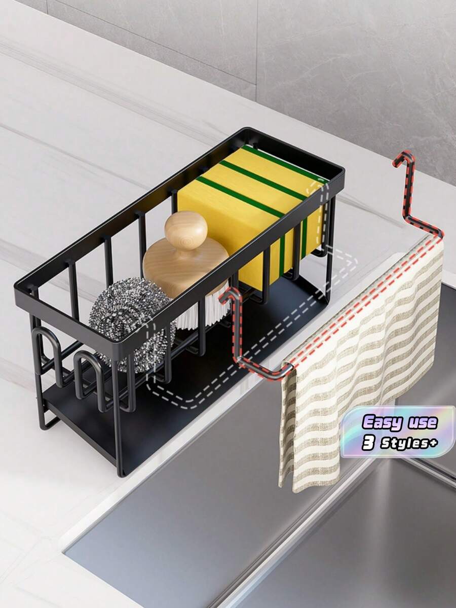 The Dual Ear Storage Rack Made Of 1pc Carbon Steel Material Can Be Placed Anywhere, Mostly In The Bathroom, Kitchen And Other Scenes. It Has High Aesthetic Value And Can Store Multiple Hangers, Which Is Very Convenient And Practical - Multicolor - View 1