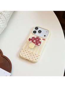 ShellaStory Creative Dot Mushroom Stand Suitable For 17pro Phone Case Phone18 Soft Case 15 Niche Ins Style 16 Shockproof Creative, Retro Style, Geometric, Simple Style, Fresh Style, Clash Style, Niche, Ins Style - Yellow - View 7